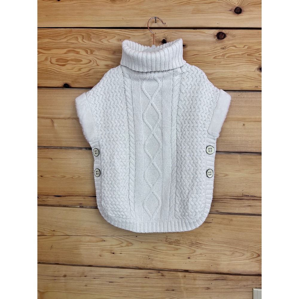 Isaac Mizrahi Kids Cream Cable Knit Sparkle Poncho Sweater Turtleneck Size S 5/6